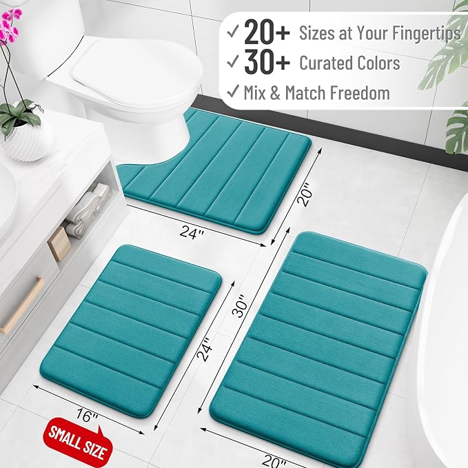 OLANLY Memory Foam Bath Mat 35x16, Super Soft Absorbent Bathroom Rugs, Quick Dry - Image 2