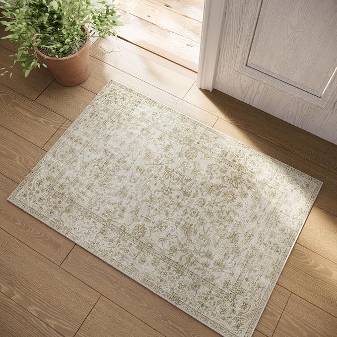 Machine Washable Area Rugs for Entryway: Door Mat Indoor Entrance 2x3 Boho Rug by palohom