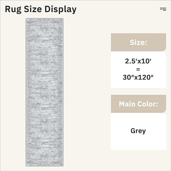 Soalmost Runner Rug 2'6" x 10' Washable Non-Slip Runner Rugs - Image 5
