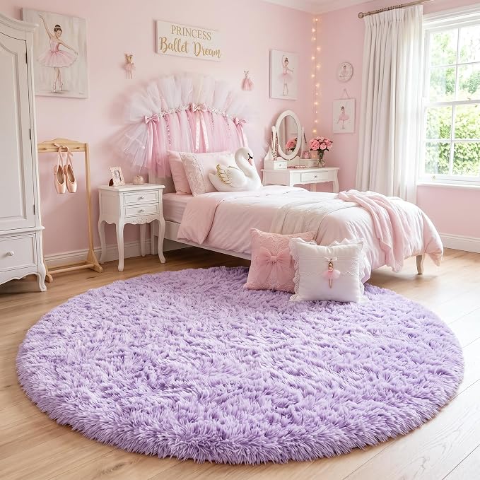 Amdrebio Light Purple Circle Round Rugs 4Ft - Image 6