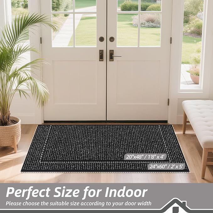 BEQHAUSE Dirt Trapper Door Mat 24" x 60", Non-Slip Washable Doormats Entrance - Image 2