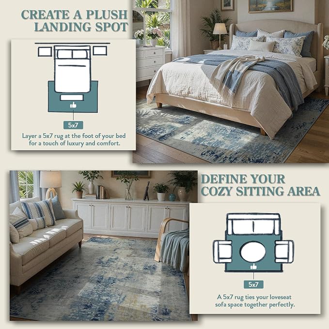 Lahome Modern Abstract Washable Area Rugs 5x7, Soft Living Room Rug Non Slip - Image 10