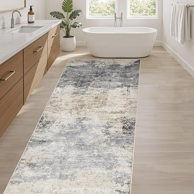 Runner Rug Kitchen Washable Rugs: 3x8 Non-Slip Abstract Soft Modern Stain - Image 5