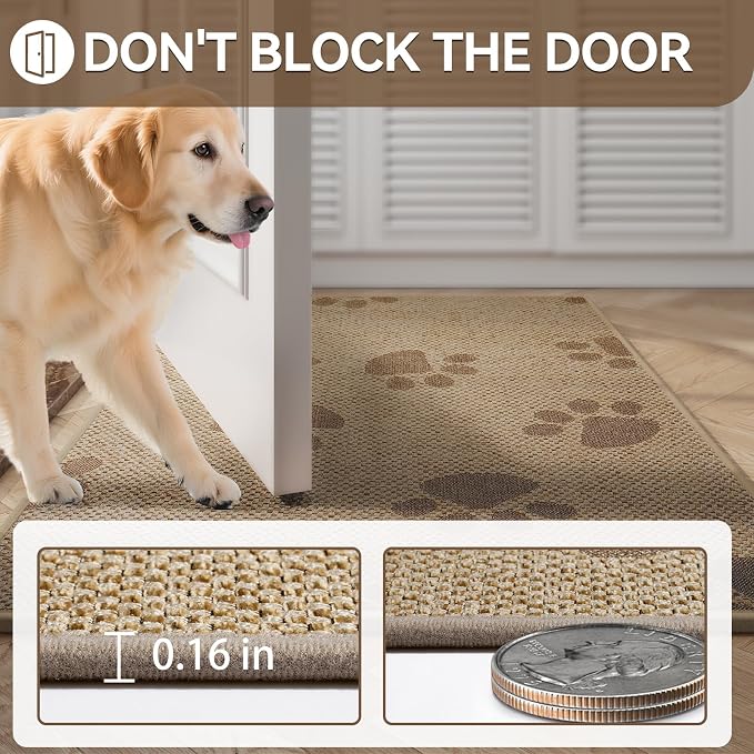 YDKGL Door Mat Indoor Entrance 17"x30", 0.16" Thin Paw Print Low Pile Doormat - Image 4
