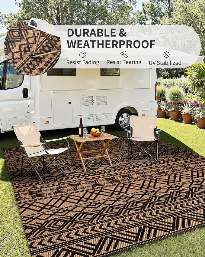 MontVoo Outdoor Rug 8x10 Waterproof Outdoor Patio Rug Mat Reverisble Plastic - Image 3