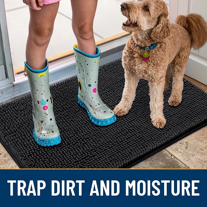 Smiry Dog Door Mat for Muddy Paws 47x17, Absorbent Dirt Trapper, Non-Slip - Image 3