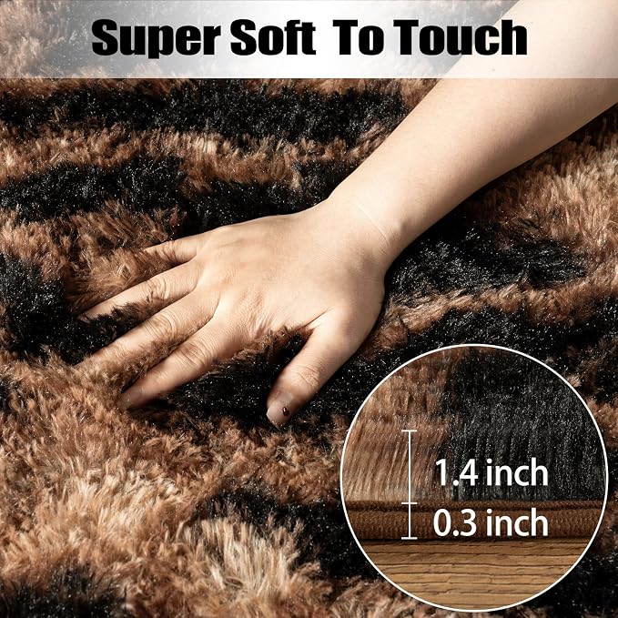 qulint Leopard Rug for Bedroom, 4x6 Fluffy Cheetah Rug for Living Room - Image 4