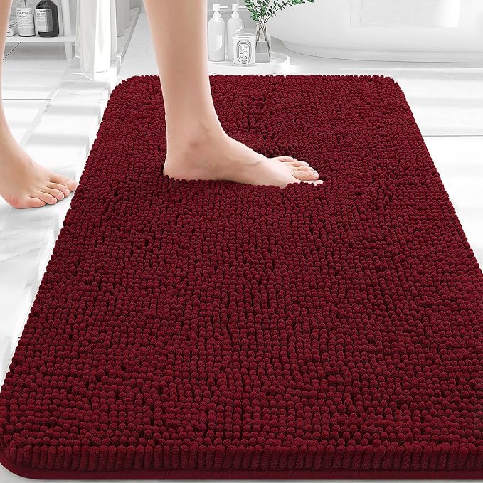 OLANLY Bathroom Rugs 30x20, Extra Soft Absorbent Chenille Bath Rugs, Rubber by OLANLY