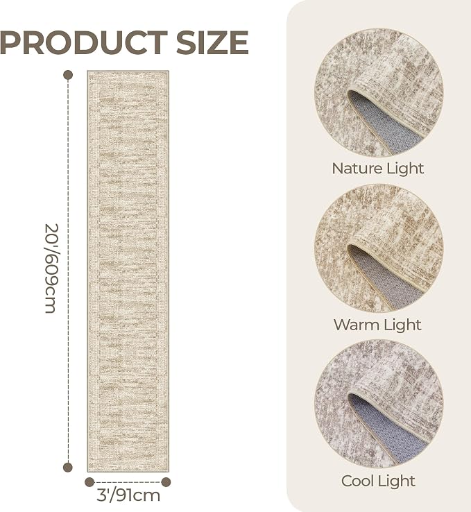 3x20 Washable Runner Rug for Hallway, Non-Slip Long Hallway Runner for Entryway - Image 2