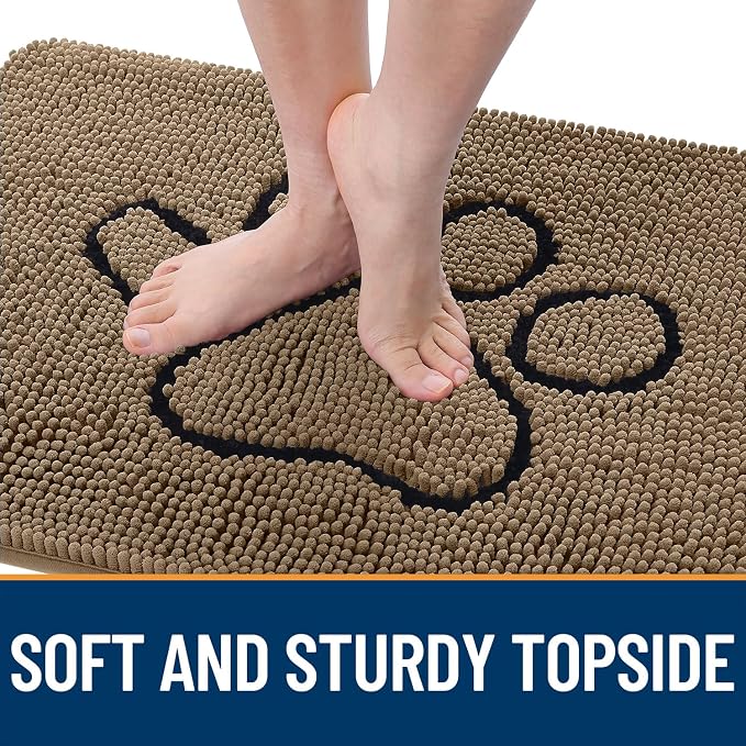 OLANLY Dog Door Mat for Muddy Paws 47x32, Paw Print Design, Absorbs Moisture - Image 4