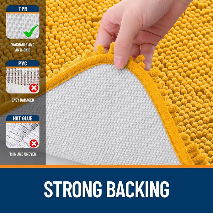 OLANLY Bathroom Rugs 35x24, Extra Soft Absorbent Chenille Bath Rugs, Rubber - Image 6