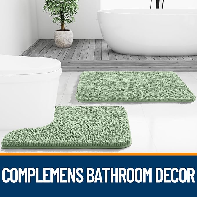 OLANLY Bathroom Rugs 36x24, Extra Soft Absorbent Chenille Bath Rugs, Rubber - Image 7