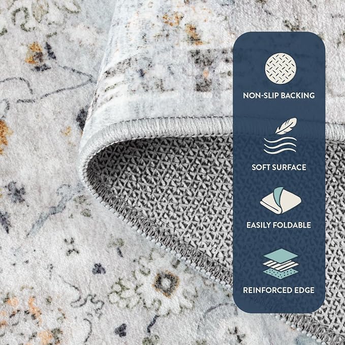 Lahome Flavie Boho Light Blue Area Rug 8x10 - Image 4