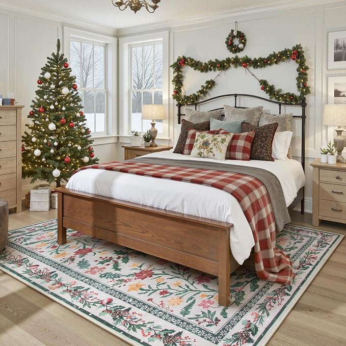 Wonnitar Christmas Rug for Living Room, Christmas Home Decor 8x10 Washable Rug - Image 8