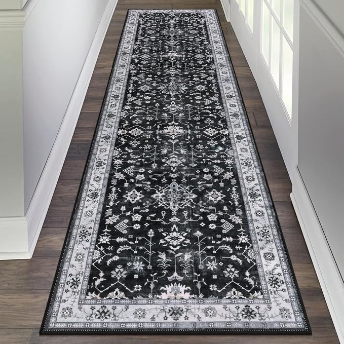HEBE Washable Hallway Runner Rug 2'x 8' Non Slip Kitchen Rugs Runner, Low Pile by HEBE