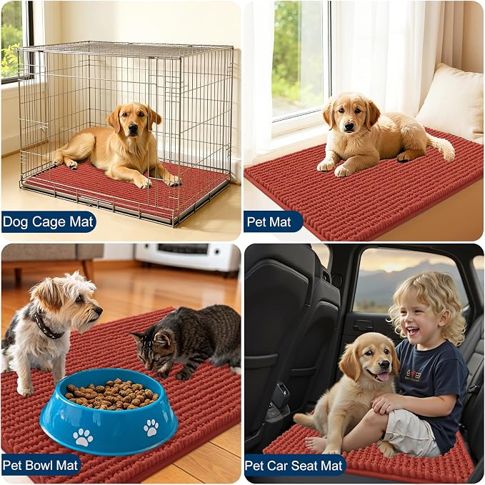 OLANLY Dog Door Mat for Muddy Paws 36x24, Ultra Absorbent Chenille Mud Doormat - Image 7