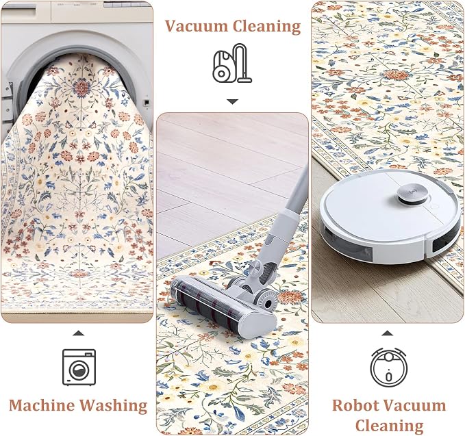 Yamaziot Washable Runner Rug 2x6 – Non Slip Boho Floral Hallway Runner Rug - Image 4