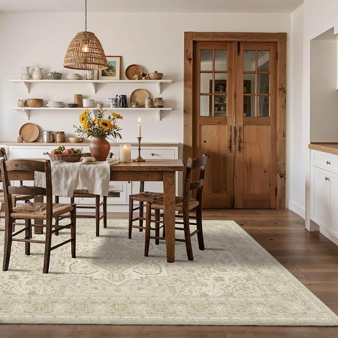 Latte&Fog 6x9 Area Rugs for Living Room, Large Vintage Beige Washable Rug - Image 3