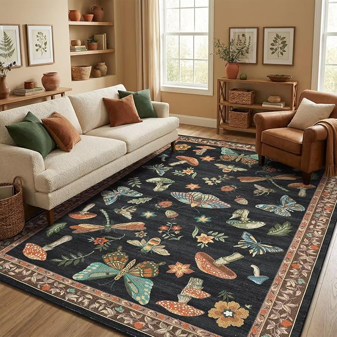 ROYHOME Mushroom Washable Rugs 5x7 by ROYHOME