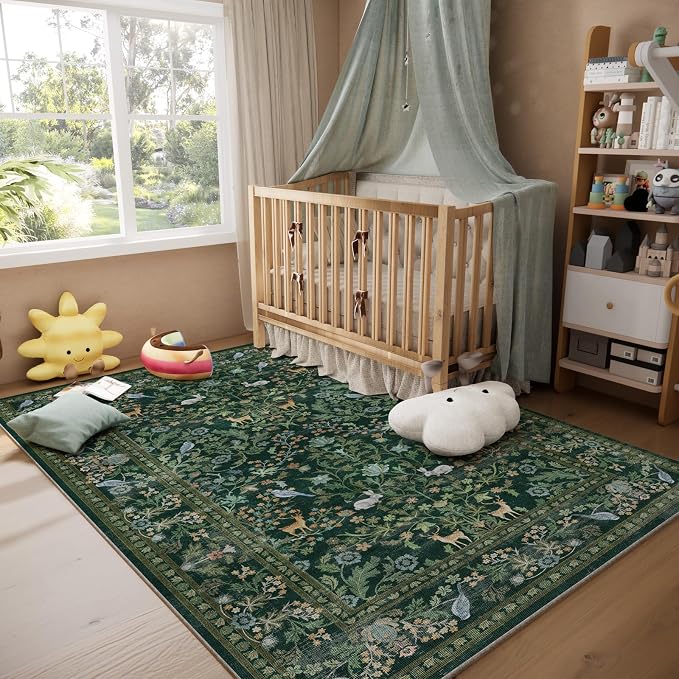 Washable Area Rugs for Living Room: 5x7 Rug Stain Resistant Non Slip Low Pile - Image 6