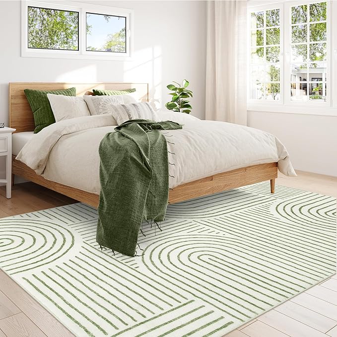Lahome Abstract 8x10 Rugs for Living Room, Soft Green 8x10 Area Rugs for - Image 5