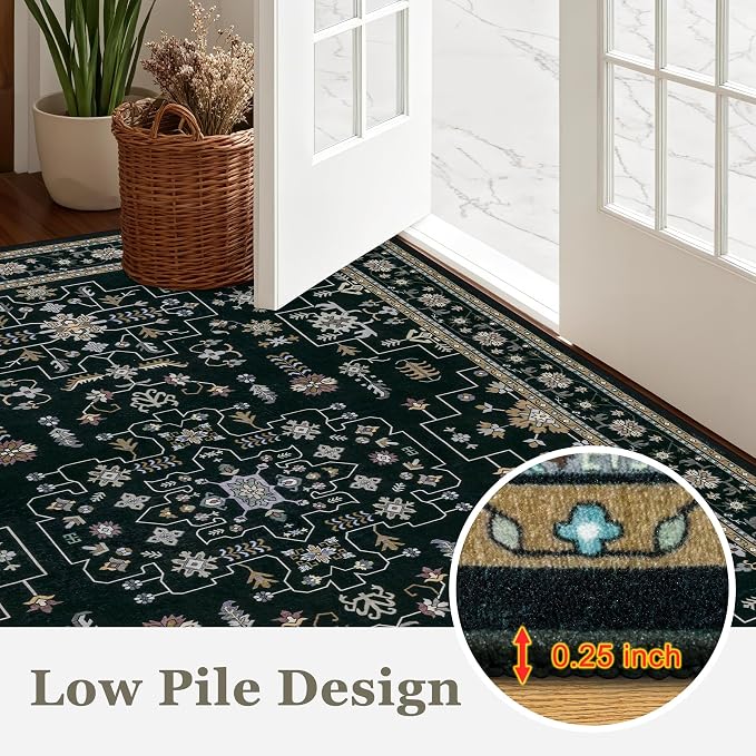 Round Area Rug for Living Room: 8 ft Washable Vintage Boho Soft Thin Circle Rug - Image 8