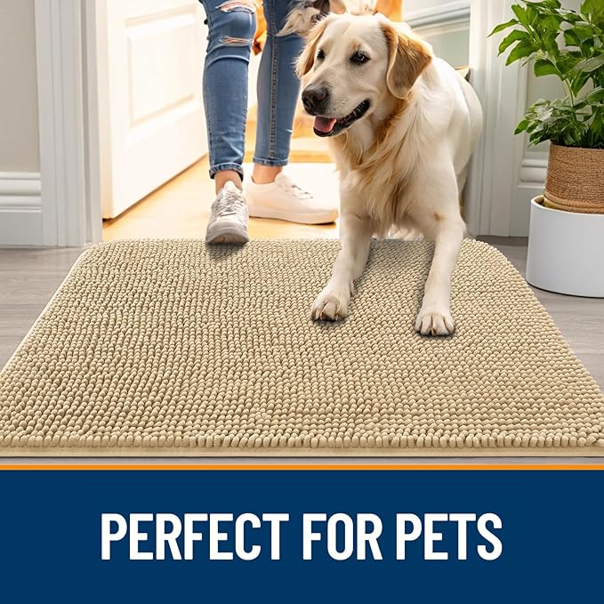 OLANLY Dog Door Mat for Muddy Paws 54x32, Absorbs Moisture and Dirt, Absorbent - Image 6