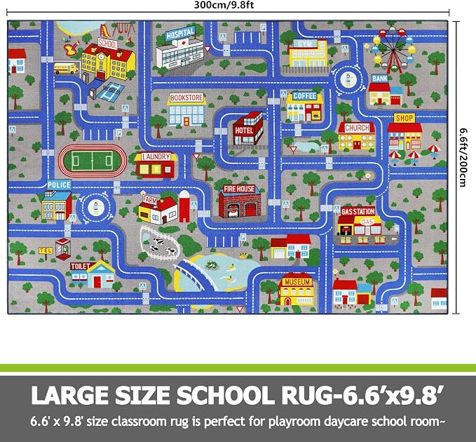 Capslpad Blue Car Road Kid Rug Carpet Playmat - Image 2
