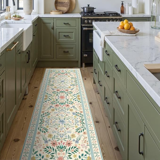 Rugxara 2x6 Floral Runner Rug, Washable Runners - Image 2