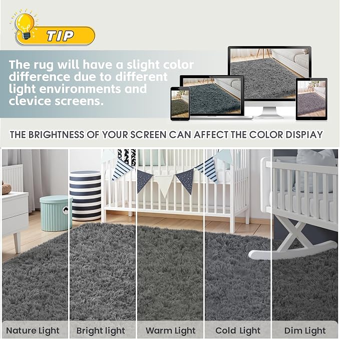 4x6 Area Rug for Living Room, Ultra Soft Fluffy Shag Rugs for Bedroom, Non-Slip - Image 7