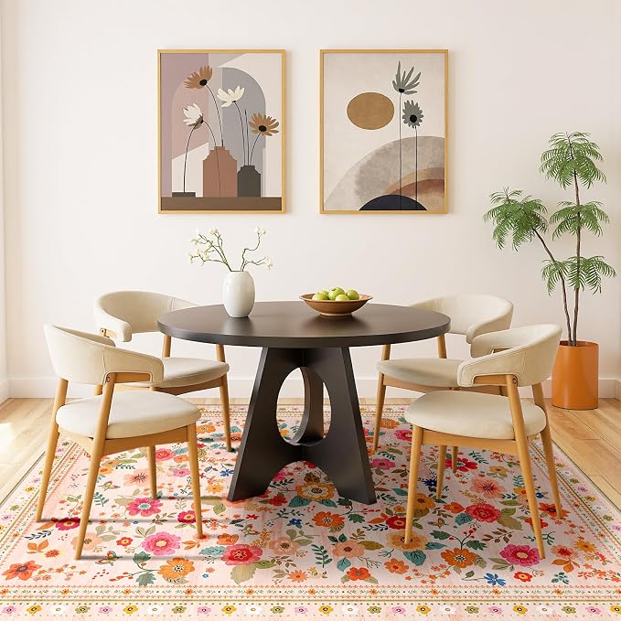 3x5 Area Rugs for Living Room Vacuum-Friendly Machine Washable Area Rug Flower - Image 8