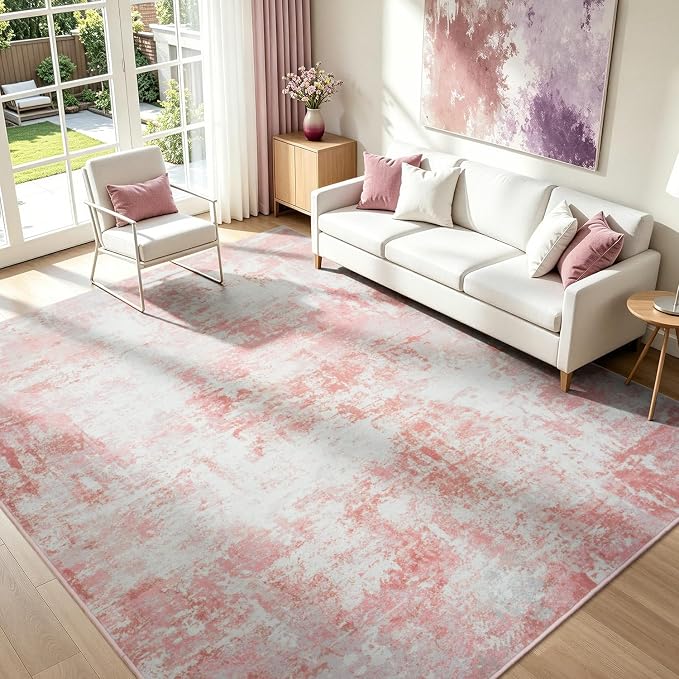 Rugflix 8x10 Area Rugs for Nursery Girls Room, Washable Large Rug by RugflixAreaRugs