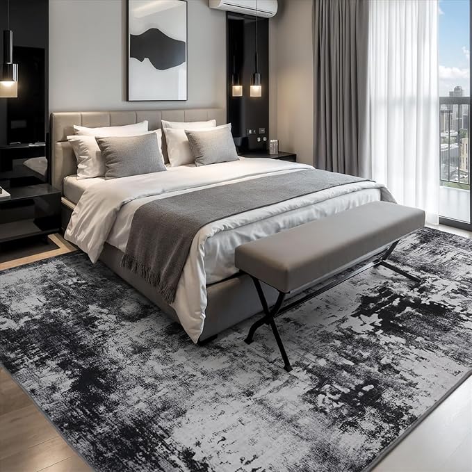 Rugflix 10x14 Area Rugs for Living Room, Big Washable Dark Carpet Non-Slip for - Image 2