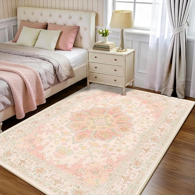 CAPALOCA Machine Washable Rugs Nursery Rug 4x6 Cute Girl Non Slip Low Pile - Image 2
