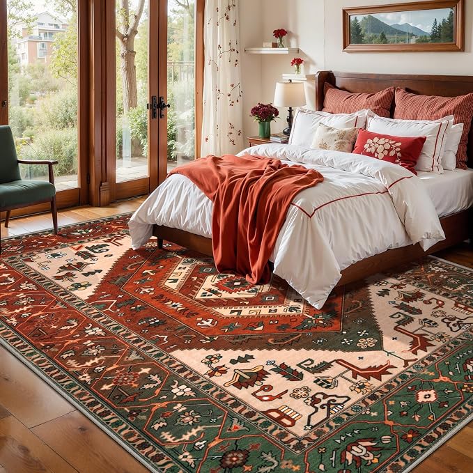 SERISSA 5x7 Boho Area Rug, Washable Non-Slip Rugs - Image 3