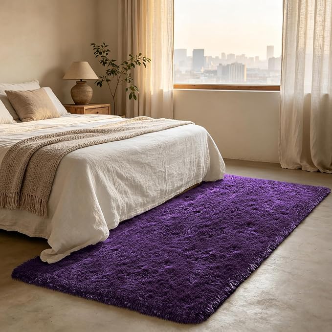 Shag Runner Rug for Bedroom Living Room 3x7 Upgrade Non-Slip Fluffy Soft - Image 3