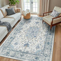 RELEANY Area Rugs 6'x8' Washable Non-Slip, Floral Vintage Distress Medallion by RELEANY