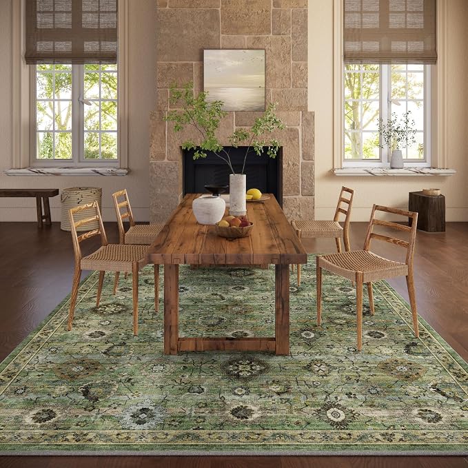 Washable Area Rugs for Living Room: 5x7 Rug Boho Vintage Rugs Stain Resistant - Image 7