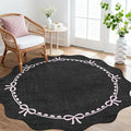 GarveeHome Scalloped Bow Rug for Living Room, 6ft Round Rugs Washable Solid Rug by GarveeHome