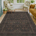 Washable 5x7 Dark Brown Rug for Living Room, Low Pile Soft Area Rugs for Bedroom by Evyhood