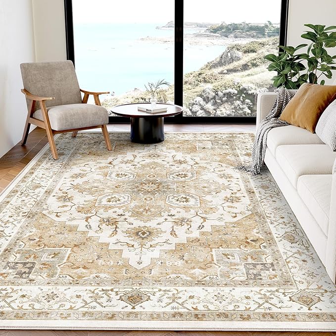 AMADA HOMEFURNISHING 5x7 Area Rugs, Washable Living Room Rug Low-Profile by AMADAHOMEFURNISHING