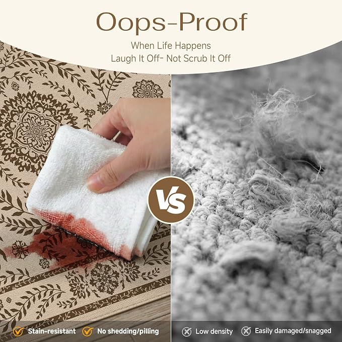 HUGEAR 5x7 Vintage Jute Outdoor Indoor Rug Washable Linen Textured Weave High - Image 4