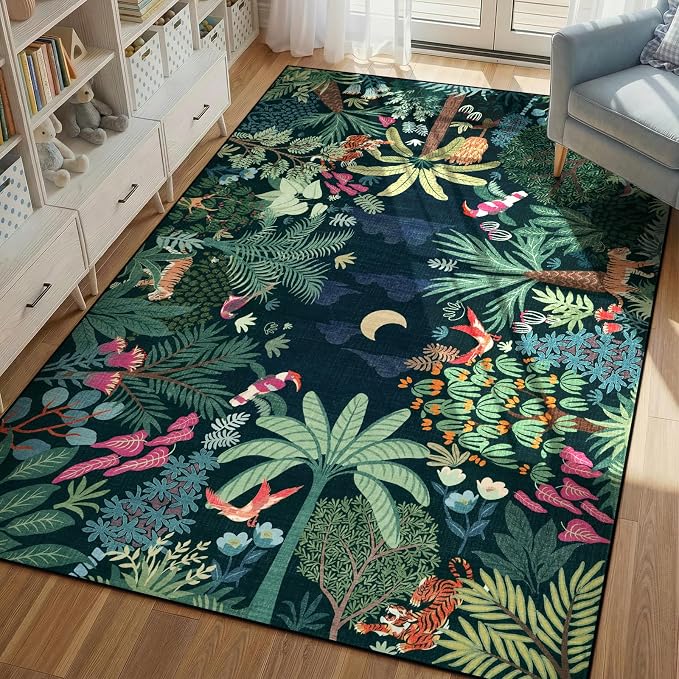 LIVEBOX 6x9 Jungle Dark Rug Dining Room Rugs by LIVEBOX
