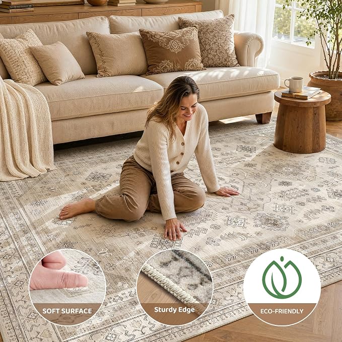6x9 Washable Area Rug, Large Rugs - Image 3