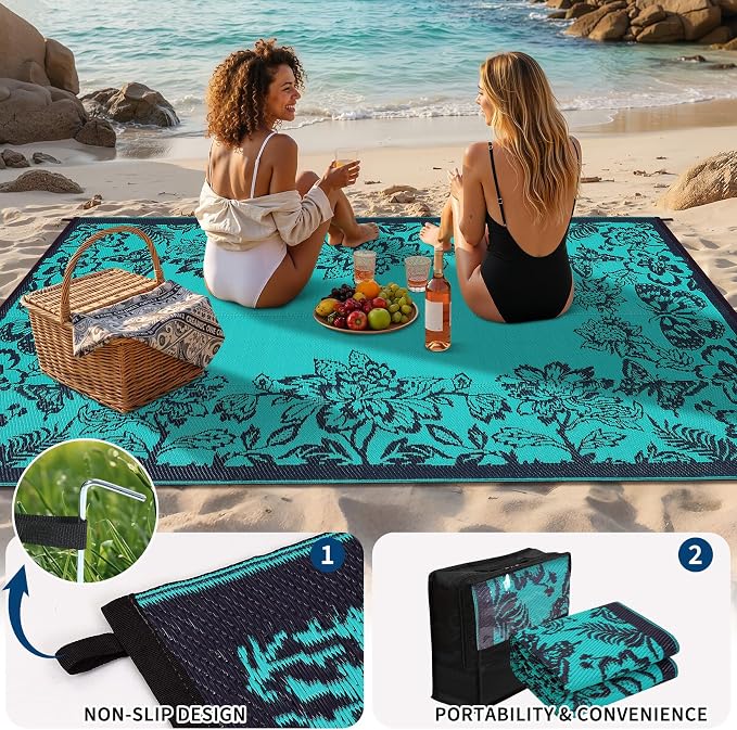 Garvee Outdoor Rugs 8’x10’ Waterproof Reversible Mats, Large Area Plastic Straw - Image 5