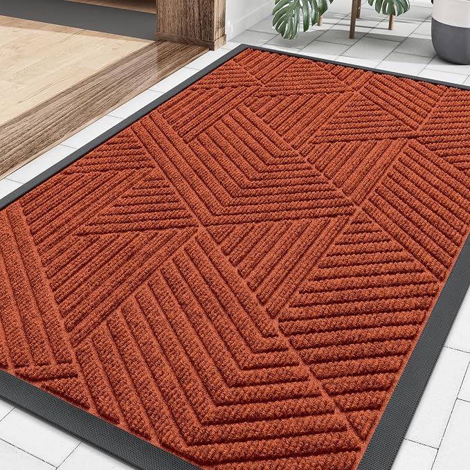 Smiry Front Door Mat Outside Entrance, Heavy Duty Sturdy Natural Rubber Doormat by Smiry
