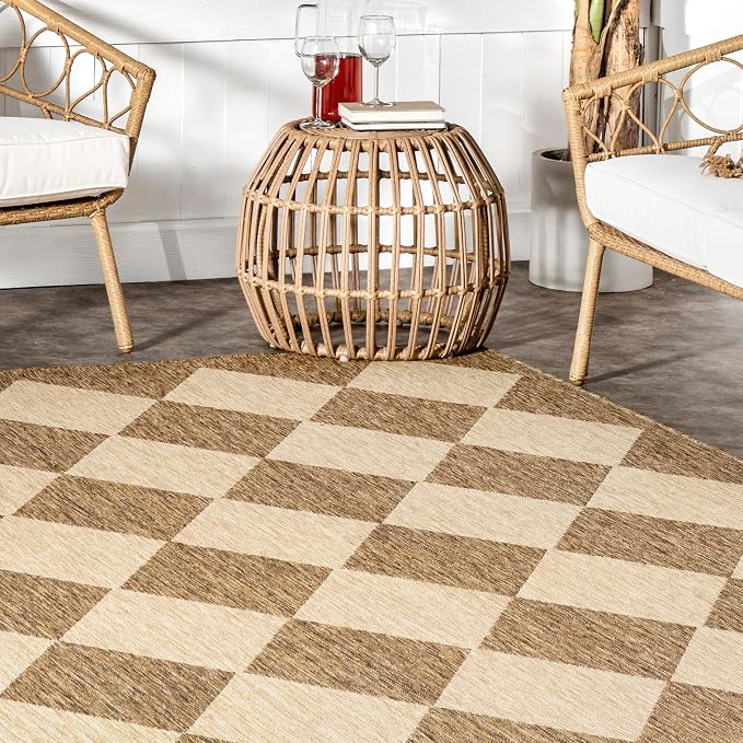 Nuloom Outdoor Performance Collection Sabina Brown/Ivory, Soft and Cozy - Image 8