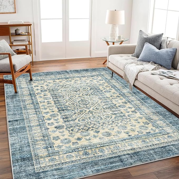CHAMPLANT Area Rug 5'x7' Washable Rug Vintage Traditional Floor Cover Thin by CHAMPLANT
