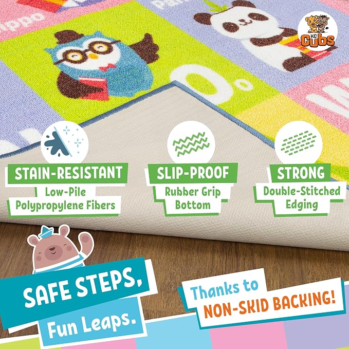 KC Cubs 5x7 ABC Alphabet Animal Rug – Educational Non-Slip Play Mat - Image 4