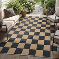 Lahome Checkered Easy Jute Area Rug, 5x7 Outdoor Patio Rug Washable Carpet by Lahome